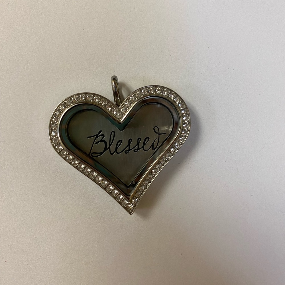 Origami Owl Hinged locket with “Blessed” removable plate inside. 1” silver